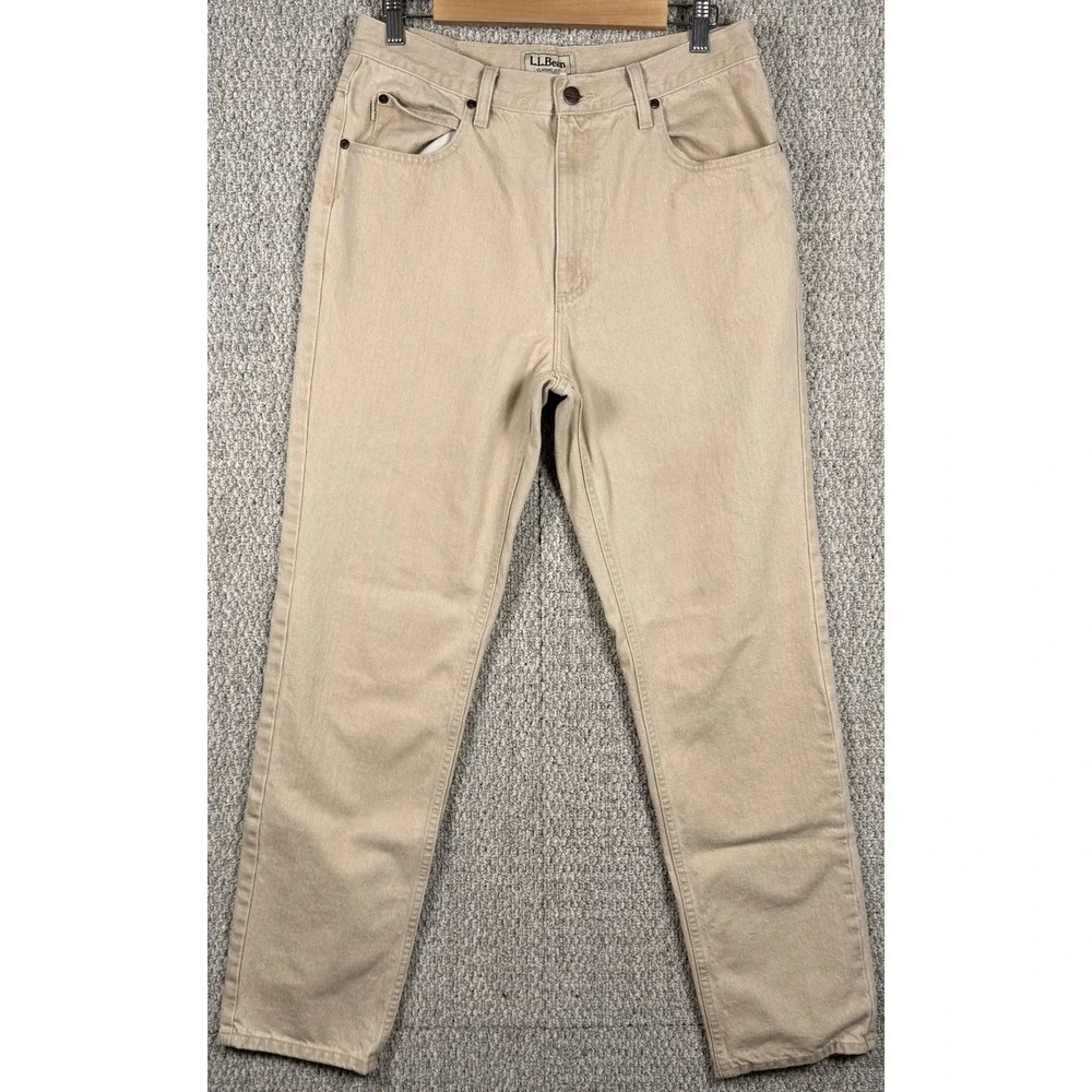L.L.Bean Classic Fit Khaki Jeans Pants 100% Cotton Beige Tan 31x30.5  Men
